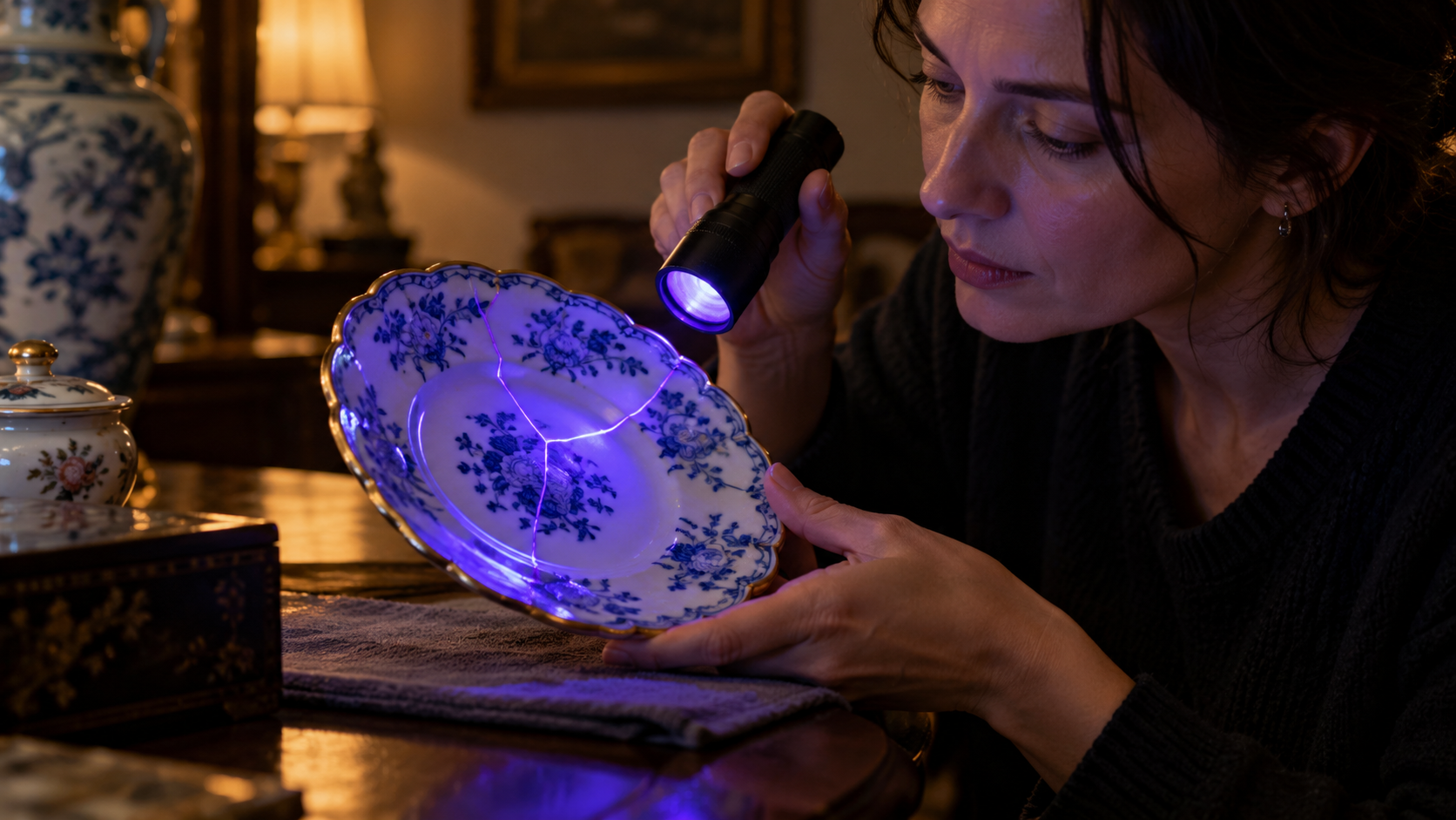 Luz ultravioleta ajuda a revelar reparos em porcelanas antigas?